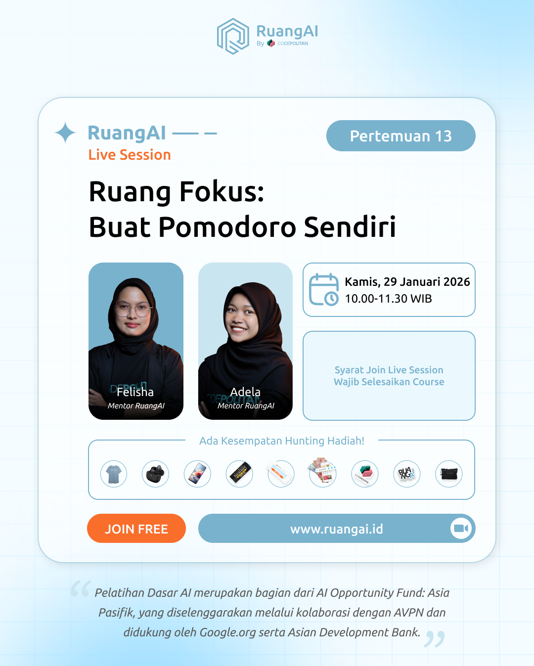 (Live Session RuangAI) Ruang Fokus: Buat Pomodoro sendiri