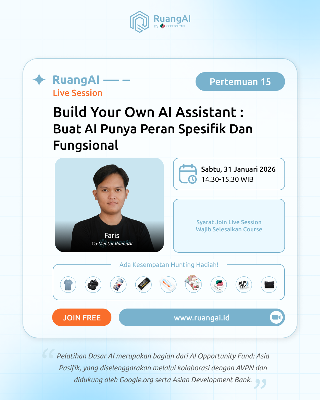 (Live Session RuangAI) Build Your Own AI Assistant : Buat AI Punya Peran Spesifik dan Fungsional