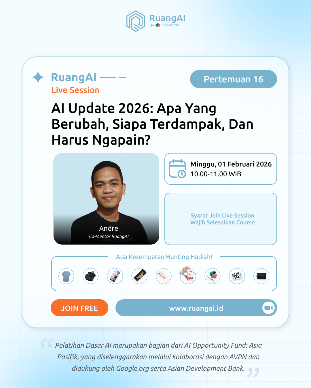 (Live Session RuangAI) AI Update 2026: Apa yang Berubah, Siapa Terdampak, dan Harus Ngapain?