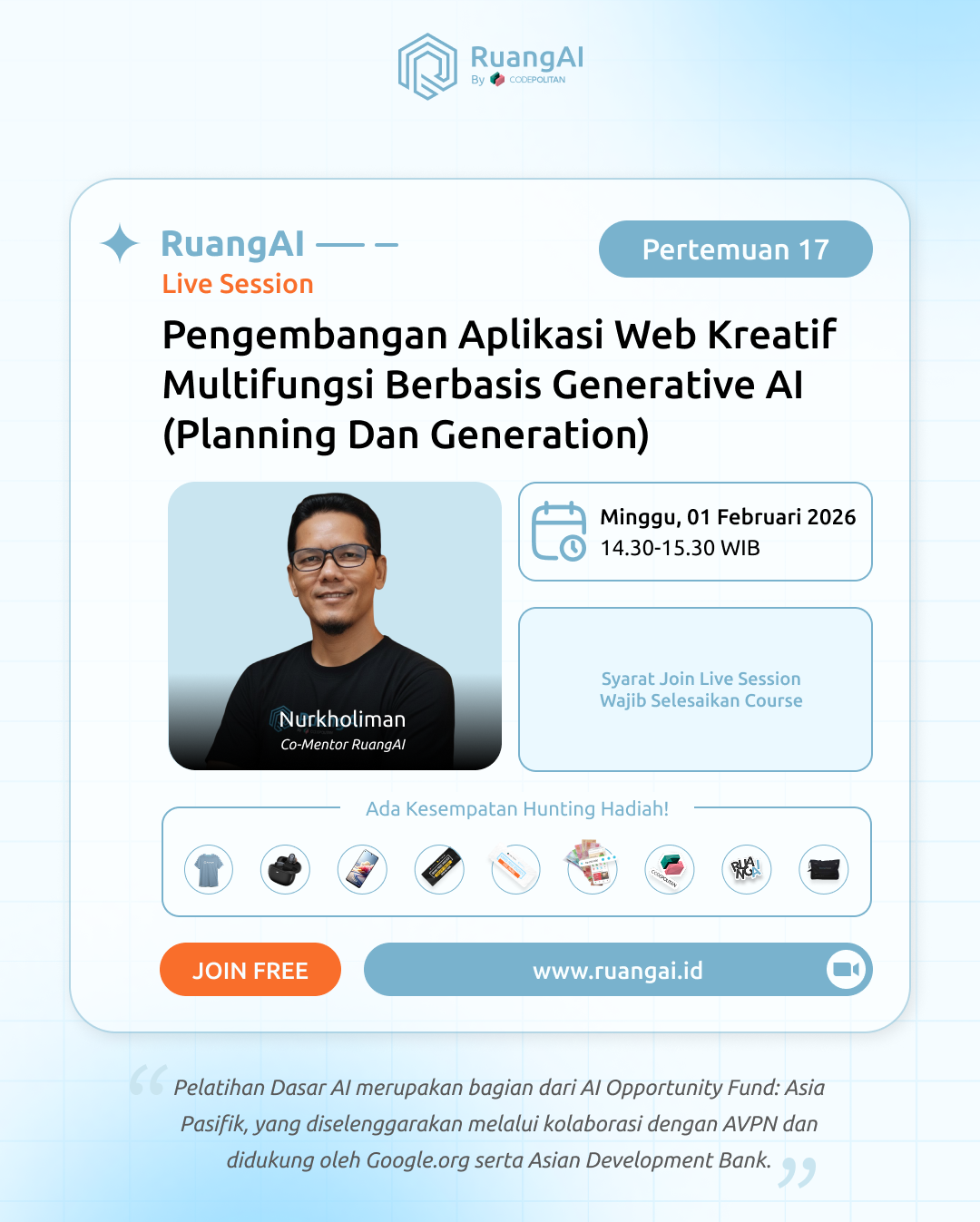 (Live Session RuangAI) Pengembangan Aplikasi Web Kreatif Multifungsi Berbasis Generative AI dengan Pendekatan Dua Tahap (Planning dan Generation)
