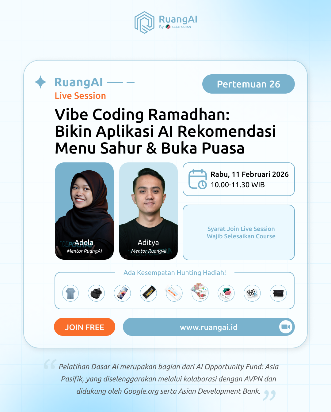 (Live Session RuangAI) Vibe Coding Ramadhan: Bikin Aplikasi AI Rekomendasi Menu Sahur & Buka Puasa