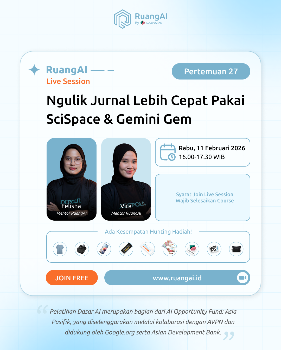 (Live Session RuangAI) Ngulik Jurnal Lebih Cepat Pakai SciSpace & Gemini Gem