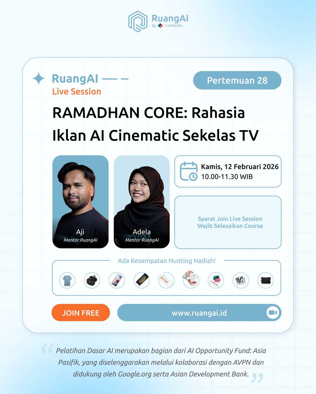 (Live Session RuangAI) RAMADHAN CORE: Rahasia Iklan AI Cinematic Sekelas TV