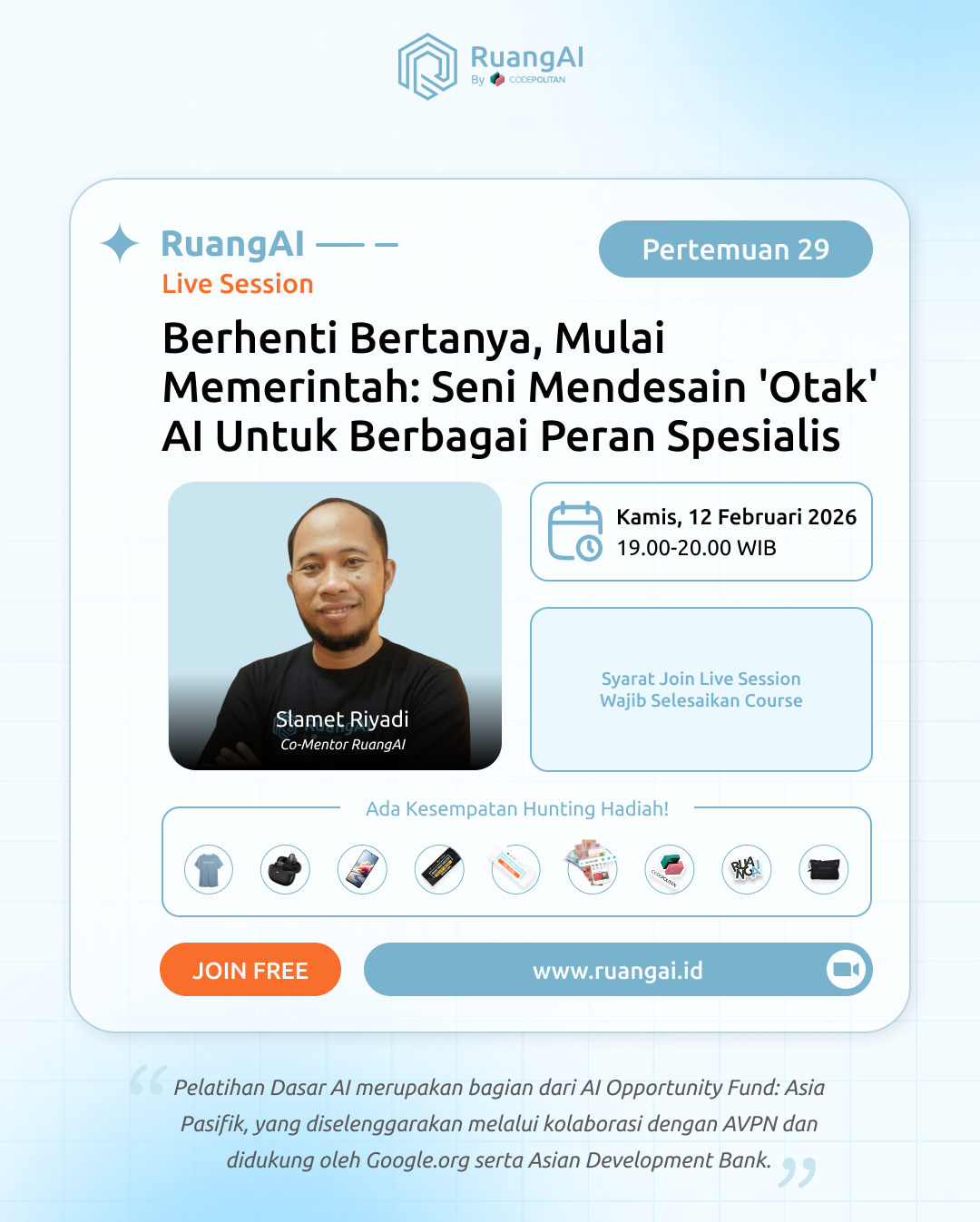 (Live Session RuangAI) Berhenti Bertanya, Mulai Memerintah: Seni Mendesain 'Otak' AI untuk Berbagai Peran Spesialis