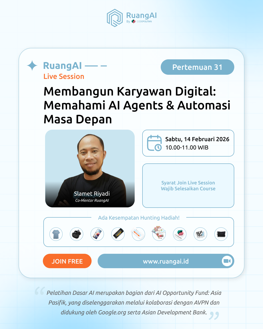 (Live Session RuangAI) Membangun Karyawan Digital: Memahami AI Agents & Automasi Masa Depan