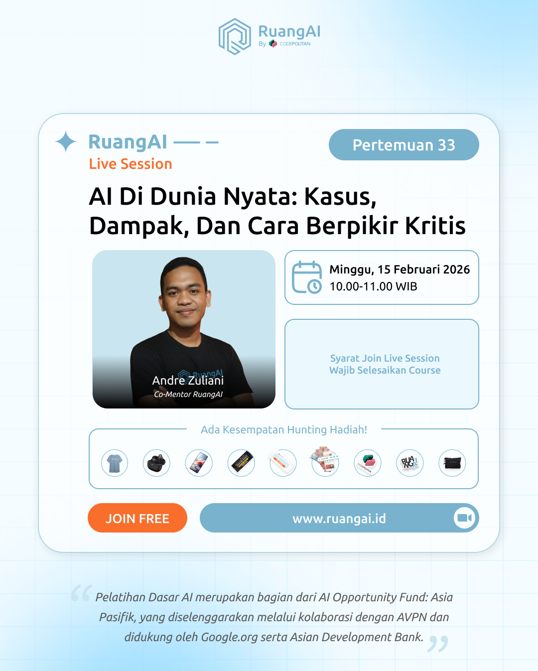 (Live Session RuangAI) AI di Dunia Nyata: Kasus, Dampak, dan Cara Berpikir Kritis
