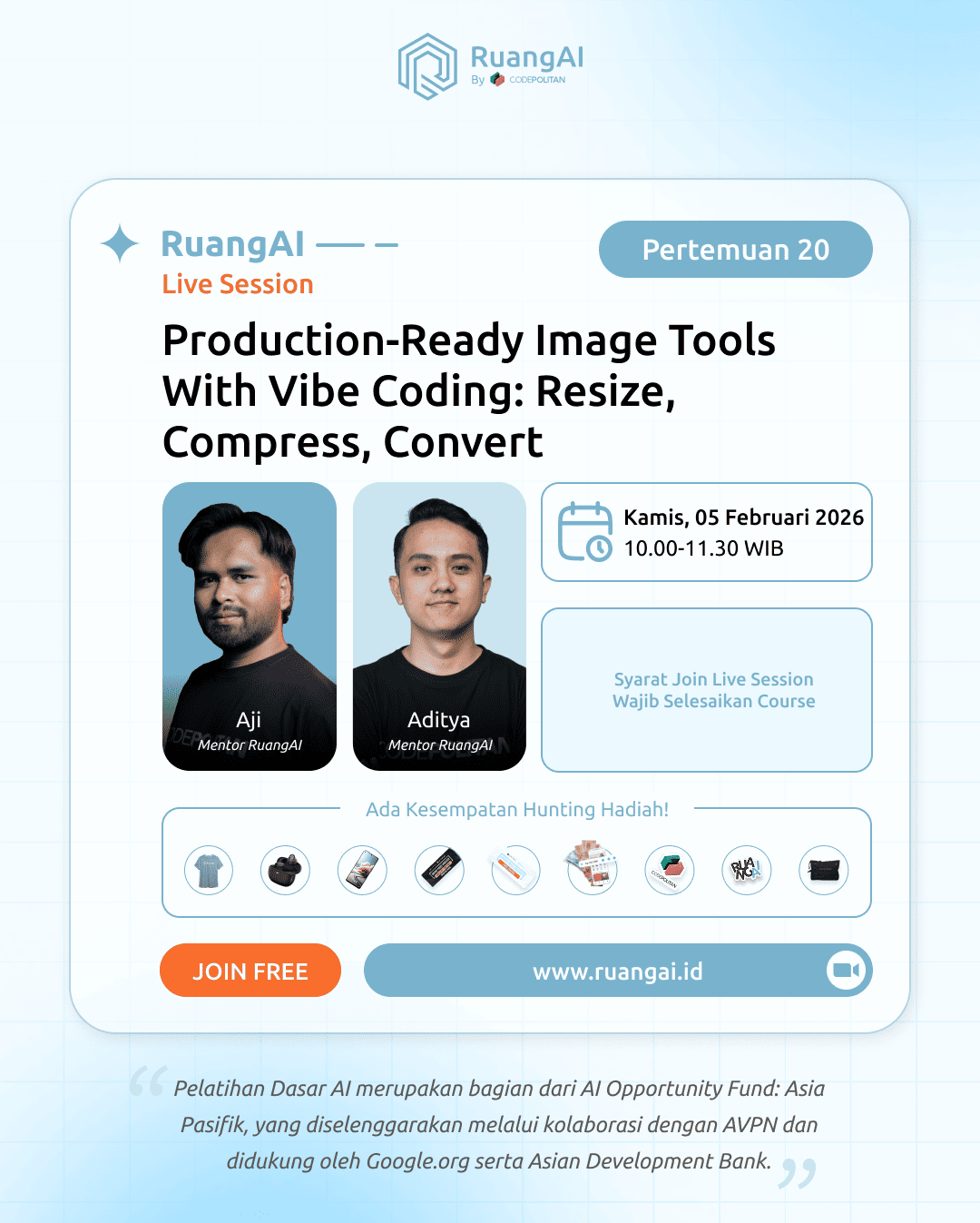 (Live Session RuangAI) Production-Ready Image Tools with Vibe Coding: Resize, Compress, Convert