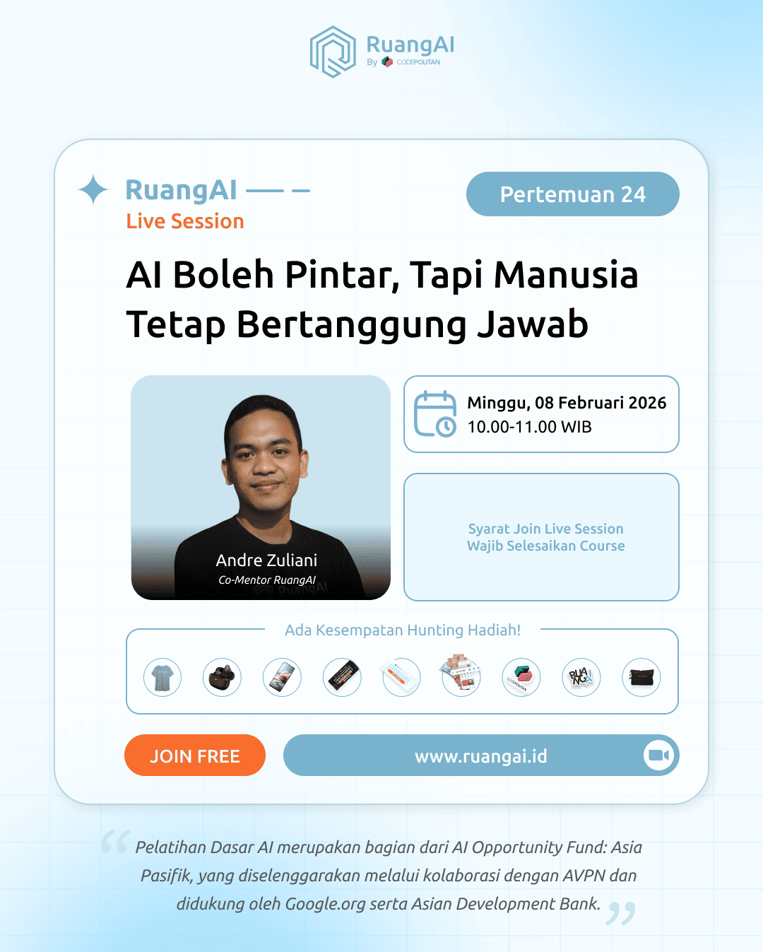 (Live Session RuangAI) AI Boleh Pintar, Tapi Manusia Tetap Bertanggung Jawab